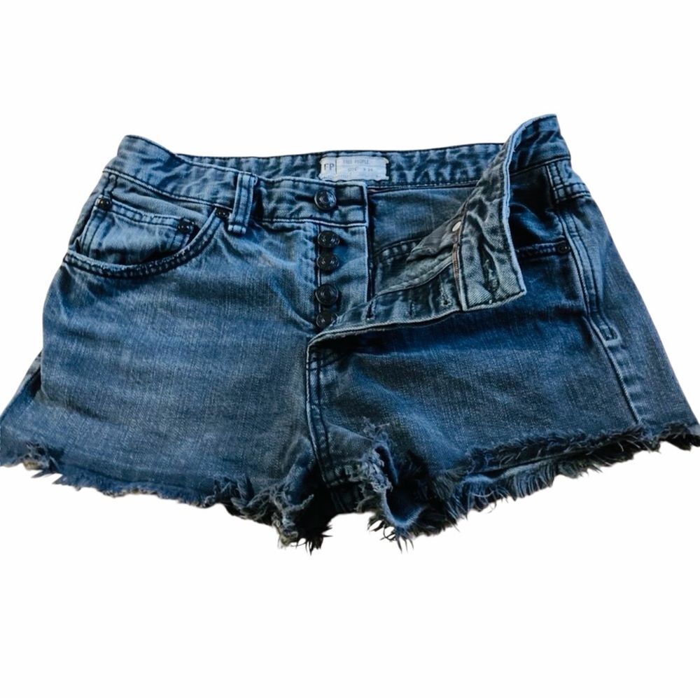 Free People Navy Blue Button Up Short Size 26 - Picture 3 of 8
